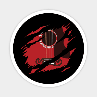 Ripped Acoustic Guitar Red Color Magnet